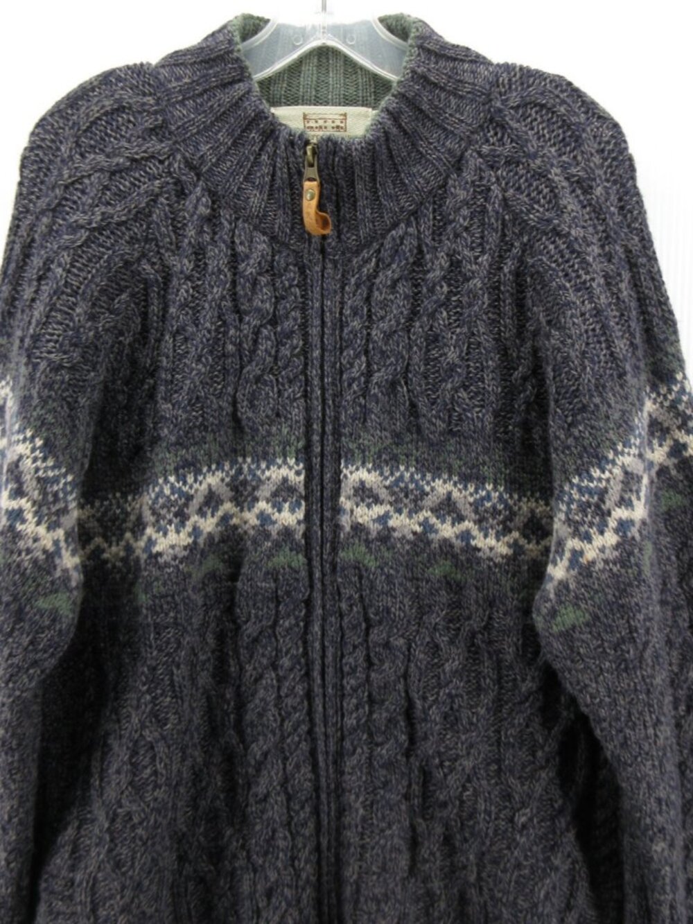 Aran Sweater Market XXL Merino Wool Fisherman Cardigan Cable Knit * - Picture 2 of 12